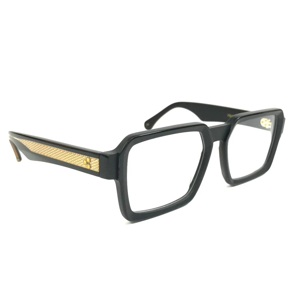 Alfred Kerbs Eyeglasses Frames FRANK BK Black Gold Square Full Rim 54-17-142